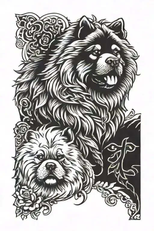 gothic  chow chow tattoo design idea