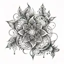 An intricate Unalome design incorporating elements of sobriety and strength tattoo design idea