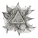An intricate Unalome design incorporating elements of sobriety and strength tattoo design idea