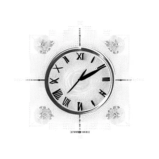 digital clock showing Sunday 10:09 in roman numbers tattoo design idea