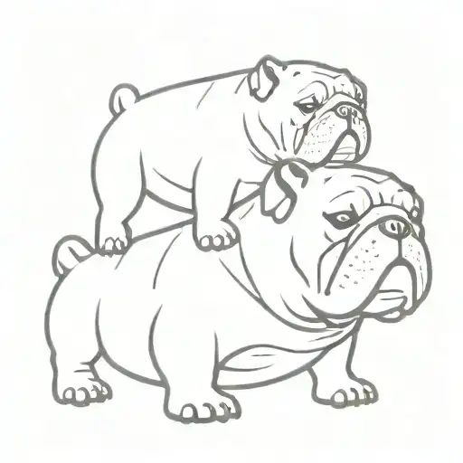 English bulldog wearing shark fin pool floaty tattoo design idea