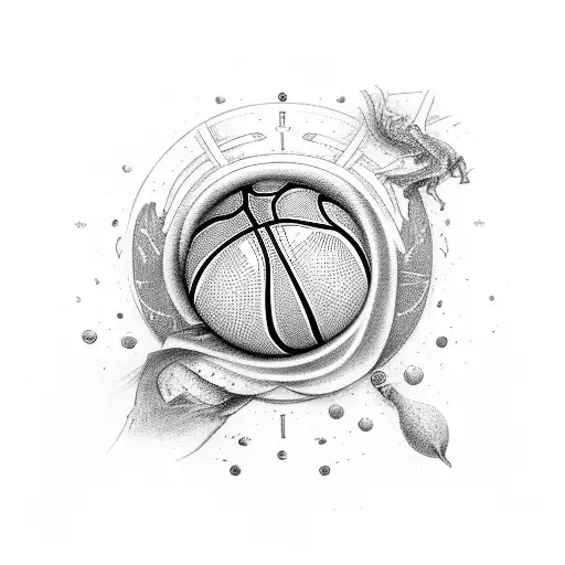 Basketball with Hestia symbol tattoo design idea