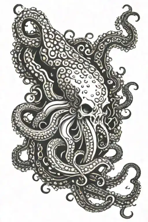 Neptune triden octopus tentacles tattoo design idea