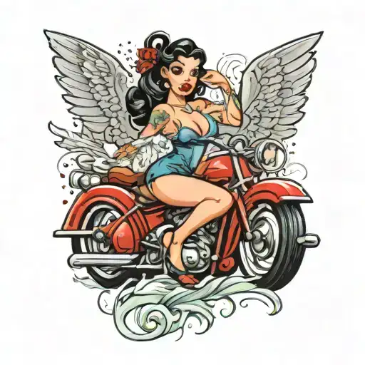 hot rod pinup girl tattoo design idea