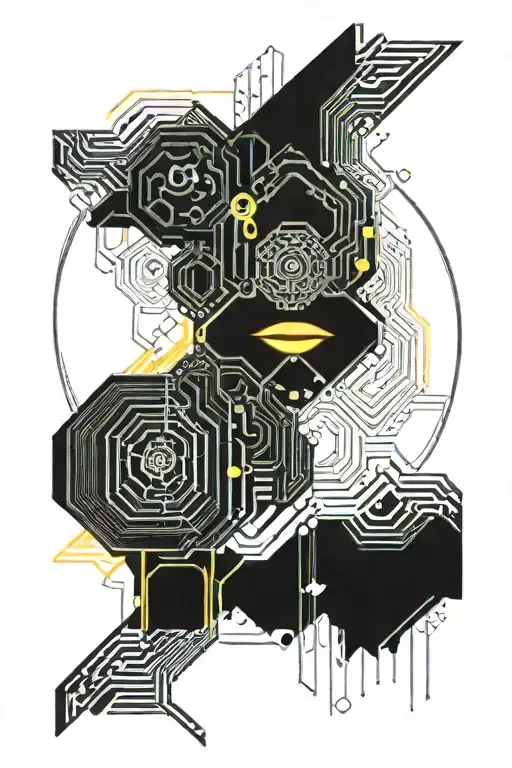 Neo tribal mixed with cyber sigilism line web design tattoo design idea