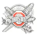 Ohio State Buckeyes logo integrated with a B-17 bomber design tattoo design idea