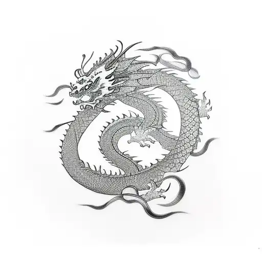 dragon suminagashi tattoo design idea