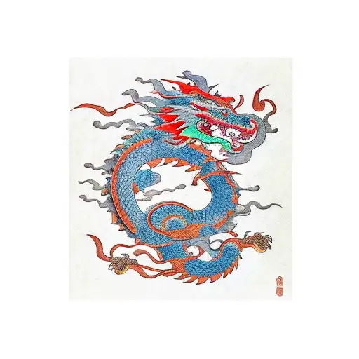 dragon and tiger suminagashi tattoo design idea