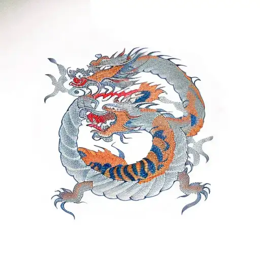 dragon and tiger suminagashi tattoo design idea