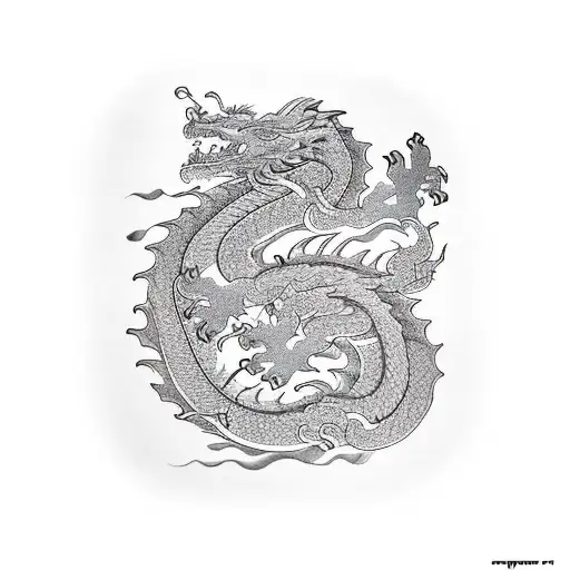 dragon and tiger suminagashi tattoo design idea