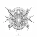 cyber sigilism spider tattoo design idea