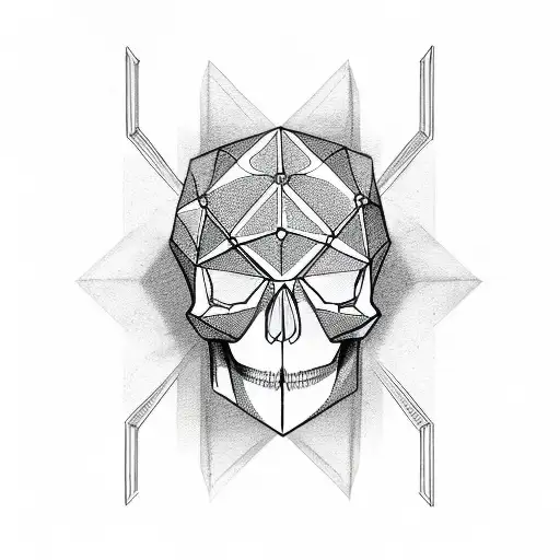 diamond shaped skull  tattoo design idea