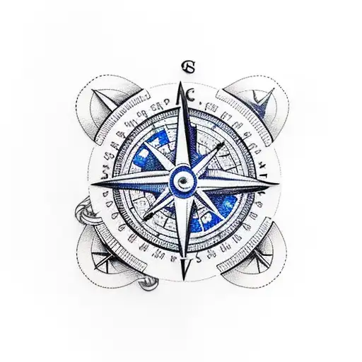 nautical compass clocks tattoo design idea