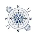nautical compass clocks tattoo design idea