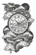 noahs ark storm clock face merge together tattoo design idea