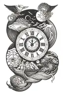 noahs ark storm clock face merge together tattoo design idea