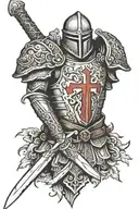 Crusader templar armor holding a sword tattoo design idea