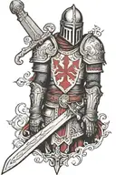 Crusader templar armor holding a sword tattoo design idea