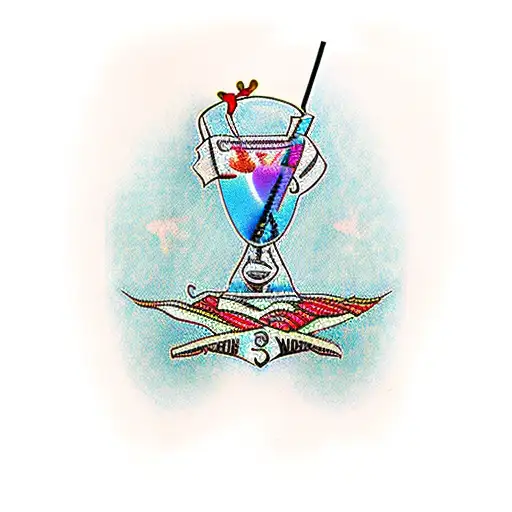 Channel No5 Molotov Cocktail with Louis Vuitton Scarf as fuse tattoo design idea