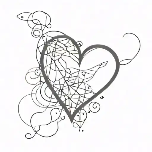 crochet heart shape tattoo design idea