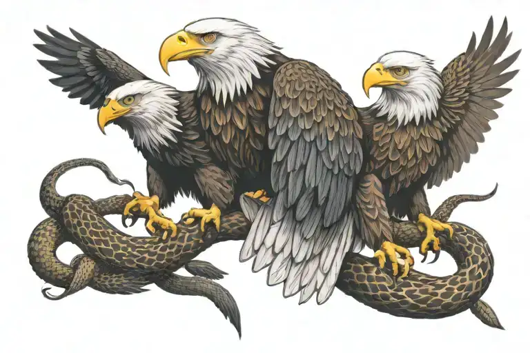 Eagle and snake fighting each other tattoo design idea