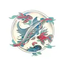 Yin and Yang coy fish tattoo design idea
