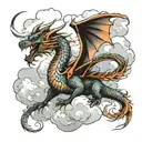 dragon with wind and clouds tattoo design idea