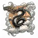 dragon with wind and clouds tattoo design idea
