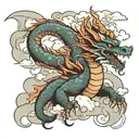 dragon with wind and clouds tattoo design idea