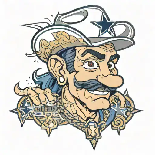 luigi wearing dallas cowboys bling tattoo design idea