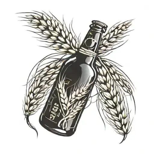 wheat, DNA helix, Beer bottle  tattoo design idea