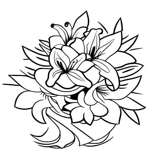 Lily flower with a paper boat tattoo design idea