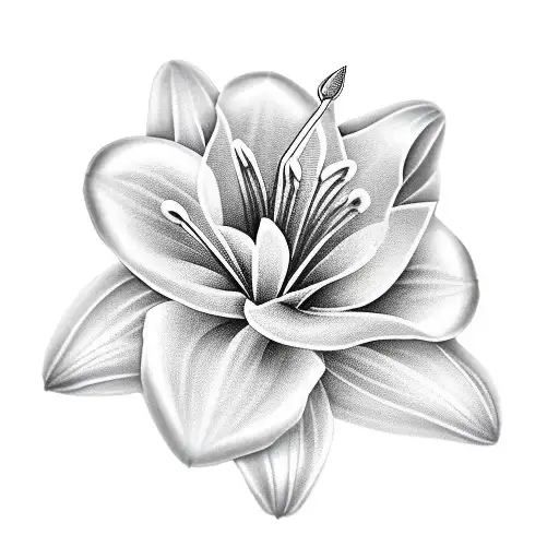 Lily flower with a paper boat for spin tattoo design idea