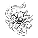 Lily flower with a paper boat for spin tattoo design idea