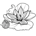 Lily flower with a paper boat for spin tattoo design idea