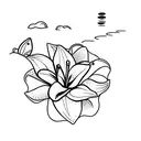 Lily flower with a paper boat for spin tattoo design idea