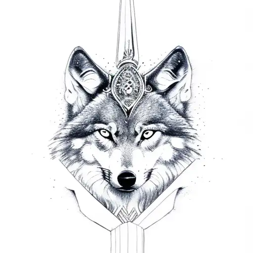 Freya goddess with wolf tattoo design idea