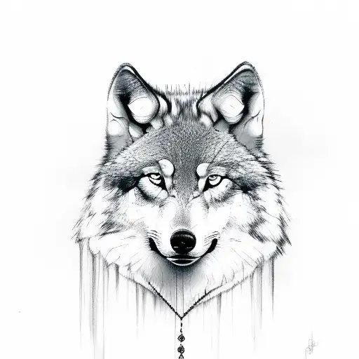 realistic Freya goddess with wolf tattoo design idea