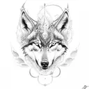 Freya goddess with wolf and entangled flames tattoo design idea
