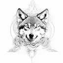 Freya goddess with wolf and entangled flames tattoo design idea
