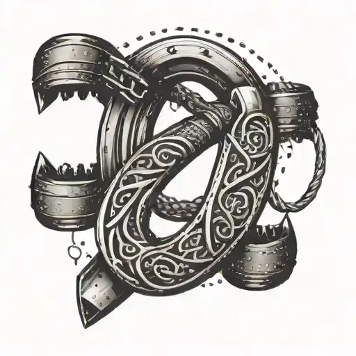 A lucky horseshoe intertwined with gym equipment representing luck and dedication to fitness tattoo design idea