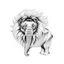 half Elephant an half lion tattoo design idea