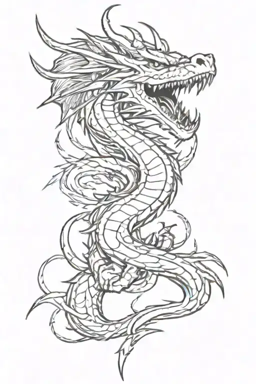 dragon lightning bolts tattoo design idea