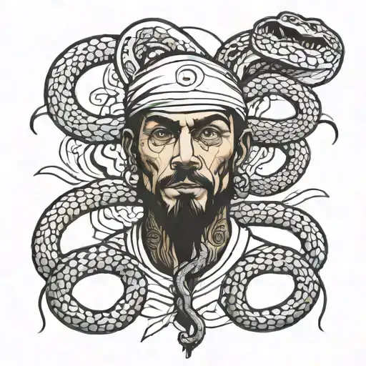 full slave with snake tattoo design idea