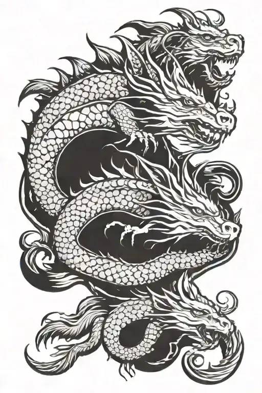 earth dragon and wood dragon with fire rabbit and water rabbit  tattoo design idea