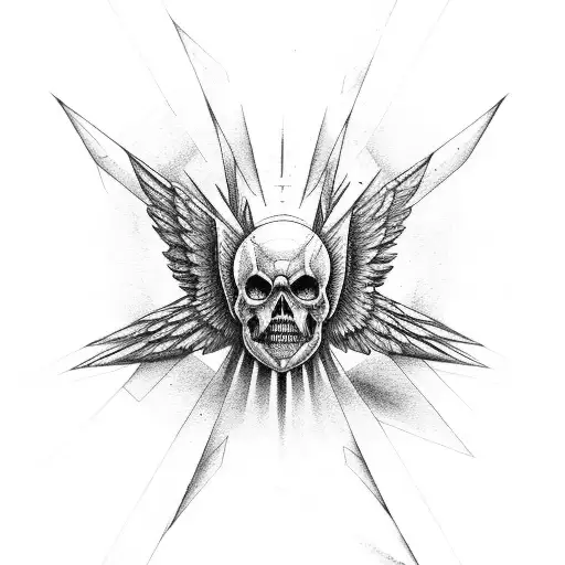 niño angel estilo pintura de Vangelis, saliendo de portal dimensional de forma triangular tattoo design idea