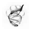 infinity loop with feather with names Izabella and Violet  tattoo design idea