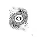 infinity loop with feather with names Izabella and Violet  tattoo design idea
