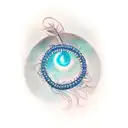 infinity loop with feather with names Izabella and Violet  tattoo design idea