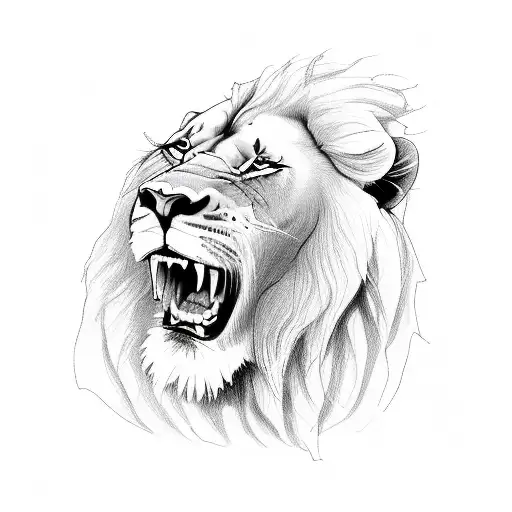 a lion roaring but it's face is coming out of a man's chest  tattoo design idea